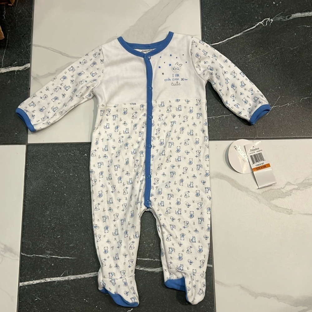 Absorba Bunny Print Onesie 0-3m NWT